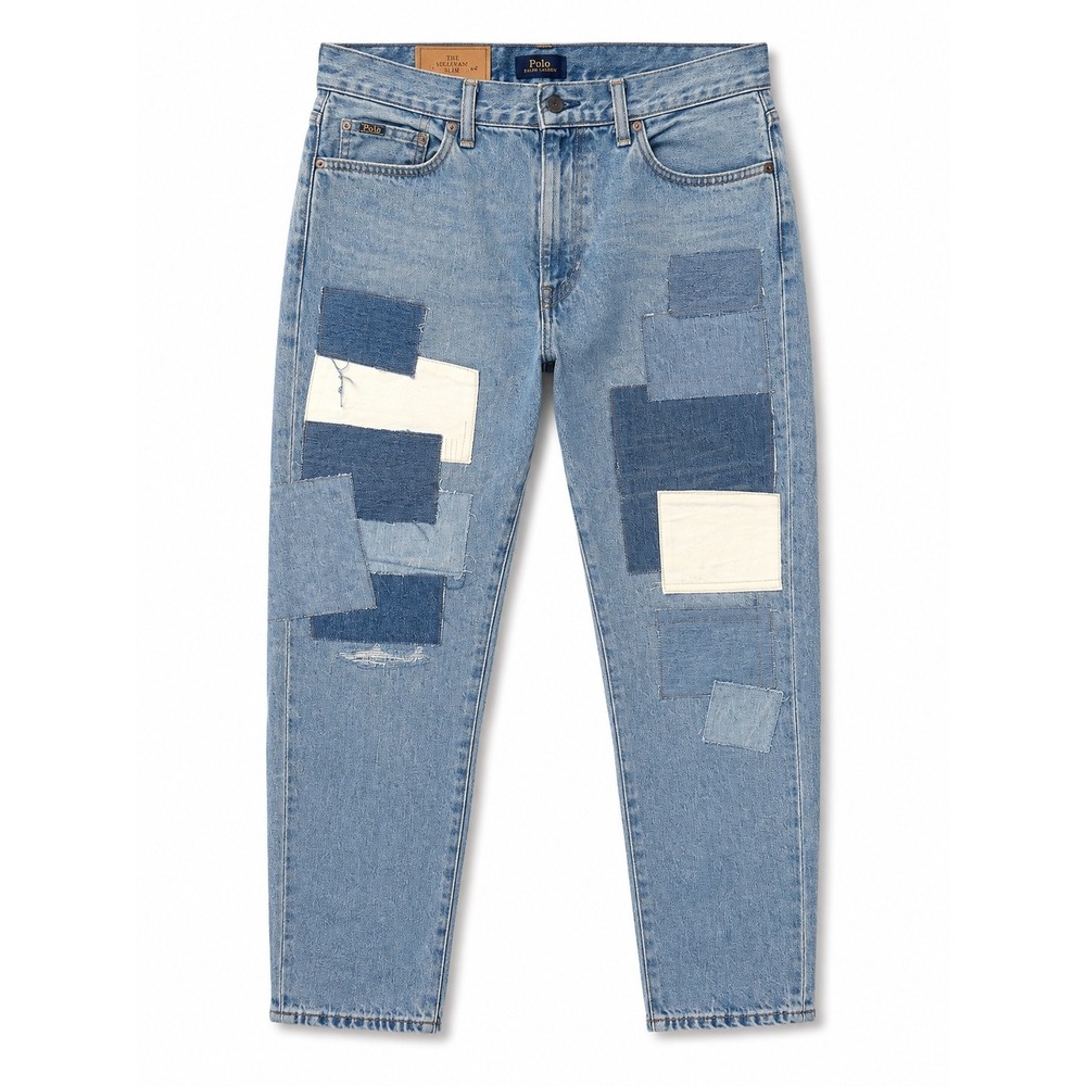 Polo Ralph Lauren Avery Boyfriend Patchwork Jeans Light Wash Denim 29 NEW